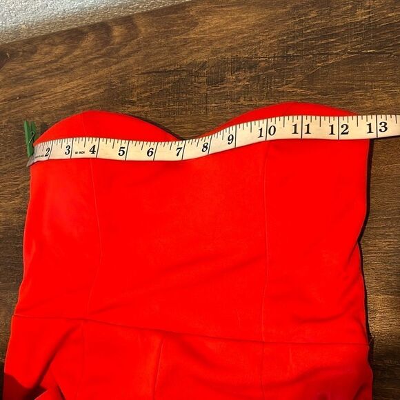 Miss ord Strapless Asymmetric Slit Front Sweetheart Wedding  Red Dress - Picture 11 of 16